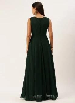 Green Georgette Embroidered Boat Neck Gown Party Wear -Deals Chic Lehenga Store Green Georgette Embroidered Boat Neck Gown IWBS02301685 b