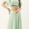 Skirt From Green Georgette Embroidered Crop Top Skirt Set After Six Wear