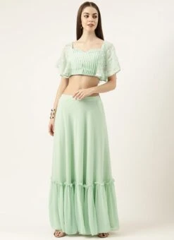 Skirt From Green Georgette Embroidered Crop Top Skirt Set After Six Wear 10 Skirt From Green Georgette Embroidered Crop Top Skirt Set After Six Wear -Deals Chic Lehenga Store Green Georgette Embroidered Crop Top Skirt Set IWBS02305171 u