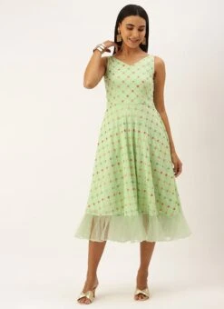 Green Georgette Embroidered Dress Party Wear -Deals Chic Lehenga Store Green Georgette Embroidered Dress DRBS02209667 u