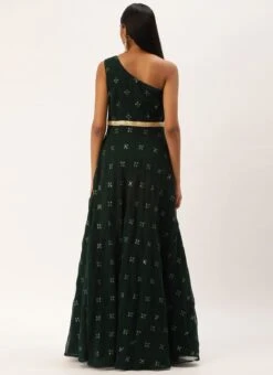 Green Georgette Embroidered Gown Festive Wear -Deals Chic Lehenga Store Green Georgette Embroidered Gown IWBS02301055 b