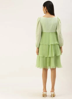 Green Georgette Embroidered Layered Dress Party Wear 11 Green Georgette Embroidered Layered Dress Party Wear -Deals Chic Lehenga Store Green Georgette Embroidered Layered Dress DRBS02207311 b