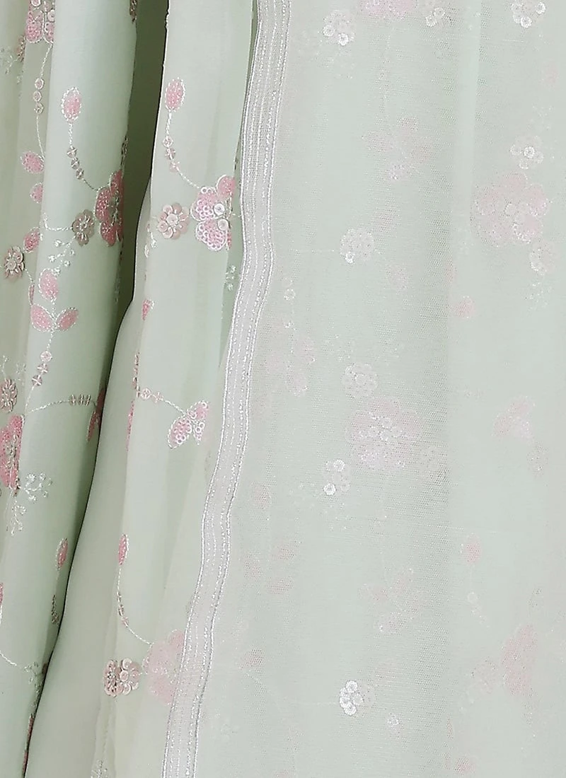 Top From Green Georgette Embroidered Palazzo Suit After Six Wear 8 Top From Green Georgette Embroidered Palazzo Suit After Six Wear - Image 8