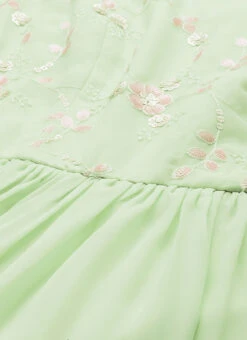 Green Georgette Embroidered Ruffle Maxi Dress Festive Wear -Deals Chic Lehenga Store Green Georgette Embroidered Ruffle Maxi Dress DRBS02305167 rrc1