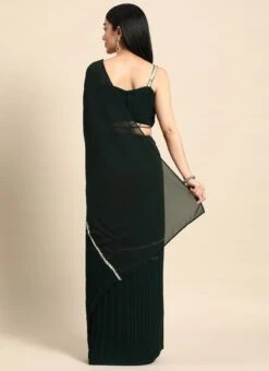 Green Georgette Pleated Ruffle Saree Festive Wear -Deals Chic Lehenga Store Green Georgette Pleated Ruffle Saree SABS02301091 b