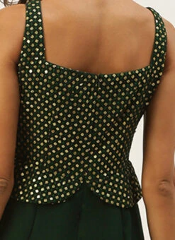 Green Georgette Sequins Jumpsuit Festive Wear -Deals Chic Lehenga Store Green Georgette Sequins Jumpsuit DRBS02208424 rrc2