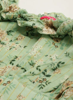 Green Muslin Off Shoulder Dress Festive Wear -Deals Chic Lehenga Store Green Muslin Off Shoulder Dress DRBS02208479 rrc1