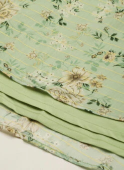 Green Muslin Printed Mini Dress Party Wear -Deals Chic Lehenga Store Green Muslin Printed Mini Dress DRBS02208445 rrc4