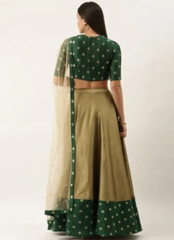 Green N Beige Silk Lehenga Set Party Wear -Deals Chic Lehenga Store Green N Beige Silk Lehenga Set GHBS02202374 b