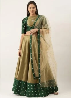 Green N Beige Silk Lehenga Set Party Wear -Deals Chic Lehenga Store Green N Beige Silk Lehenga Set GHBS02202374 u