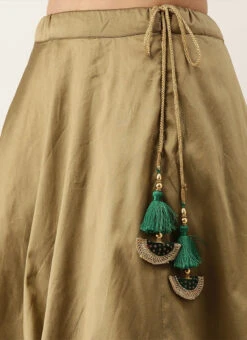 Green N Beige Silk Lehenga Set Party Wear -Deals Chic Lehenga Store Green N Beige Silk Lehenga Set GHBS02202374 rrc2