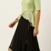 Green N Black Embroidered Layered Lehenga Set Festive Wear