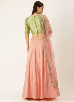 Green N Peach Taffeta Kali Lehenga Festive Wear -Deals Chic Lehenga Store Green N Peach Taffeta Kali lehenga GHBS02105389 b