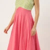 Green N Pink Cotton Sequins Embroidery Maxi Dress Festive Wear