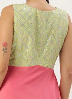 Green N Pink Cotton Sequins Embroidery Maxi Dress Festive Wear 13 Green N Pink Cotton Sequins Embroidery Maxi Dress Festive Wear -Deals Chic Lehenga Store Green N Pink Cotton Sequins Embroidery Maxi Dress DRBS02212595 rrc2