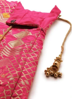 Green N Pink Jacquard Taffeta Fabric Kali Lehenga Festive Wear -Deals Chic Lehenga Store Green N Pink Jacquard Taffeta Fabric Kali Lehenga GHBS02109732 rrc2