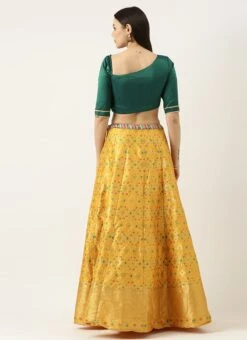 Skirt From Green N Yellow Jacquard Skirt Set After Six Wear -Deals Chic Lehenga Store Green N Yellow Jacquard Skirt Set IWBS02301972 b
