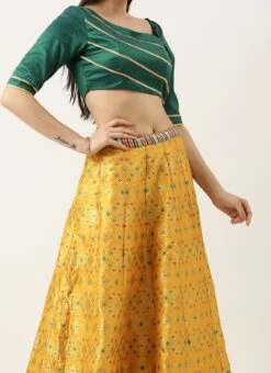 Skirt From Green N Yellow Jacquard Skirt Set After Six Wear