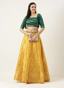 Skirt From Green N Yellow Jacquard Skirt Set After Six Wear -Deals Chic Lehenga Store Green N Yellow Jacquard Skirt Set IWBS02301972 u
