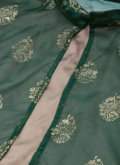 Green Organza Foil Printed Jacket Style Dress Festive Wear -Deals Chic Lehenga Store Green Organza Foil Printed Jacket Style Dress DRBS02209702 rrc3