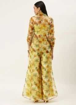 Bottom From Green Organza Palazzo N Jacket Co Ords Set After Six Wear -Deals Chic Lehenga Store Green Organza Palazzo N Jacket Co Ords Set IWBS02209743 b