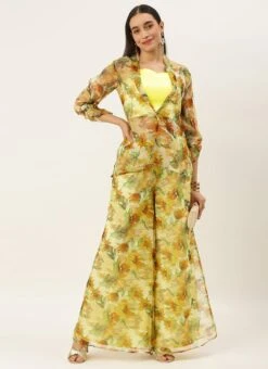 Bottom From Green Organza Palazzo N Jacket Co Ords Set After Six Wear -Deals Chic Lehenga Store Green Organza Palazzo N Jacket Co Ords Set IWBS02209743 u