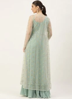 Green Pleated Georgette Gown N Embroidered Jacket Party Wear -Deals Chic Lehenga Store Green Pleated Georgette Gown N Embroidered Jacket IWBS02304092 b