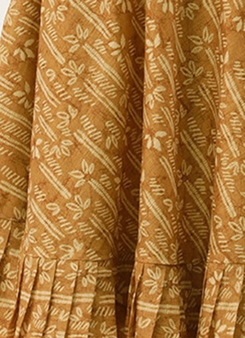 Green Printed Art Silk Cotton Maxi Dress After Six Wear 8 Green Printed Art Silk Cotton Maxi Dress After Six Wear - Image 8