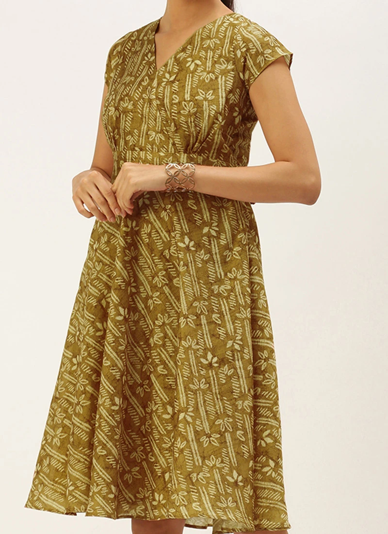 Green Printed Art Silk Mini Dress After Six Wear 1 Green Printed Art Silk Mini Dress After Six Wear