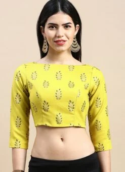 Green Printed Cotton Blouse Festive Wear -Deals Chic Lehenga Store Green Printed Cotton Blouse BLBS02303848 u
