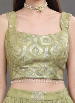 Green Pure Georgette Sequins Embroidered Work A Line Lehenga Choli Wedding Wear -Deals Chic Lehenga Store Green Pure Georgette Sequins Embroidered Work A Line Lehenga Choli GHSGCBA07 rrc1