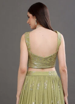 Green Pure Georgette Sequins Embroidered Work A Line Lehenga Choli Wedding Wear -Deals Chic Lehenga Store Green Pure Georgette Sequins Embroidered Work A Line Lehenga Choli GHSGCBA07 rrc2