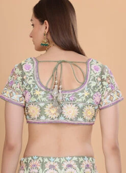 Green Raw Silk Embroidery Umbrella Lehenga Choli With Dupatta Wedding Wear -Deals Chic Lehenga Store Green Raw Silk Embroidery Umbrella Lehenga Choli With Dupatta GHMCBL223 rrc2