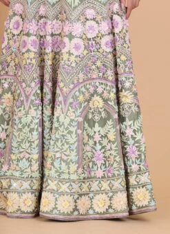 Green Raw Silk Embroidery Umbrella Lehenga Choli With Dupatta Wedding Wear -Deals Chic Lehenga Store Green Raw Silk Embroidery Umbrella Lehenga Choli With Dupatta GHMCBL223 rrc3