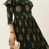 Green Rayon Printed Strap Neckline Dress After Six Wear