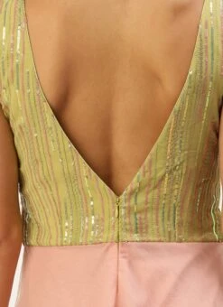 Green Sequins Embroidered N Peach Net Gown Festive Wear 13 Green Sequins Embroidered N Peach Net Gown Festive Wear -Deals Chic Lehenga Store Green Sequins Embroidered N Peach Net Gown IWBS02211073 rrc2