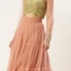 Skirt From Green Sequins Embroidered Tiered Lehenga Set After Six Wear