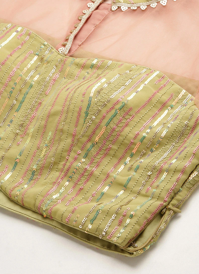 Skirt From Green Sequins Embroidered Tiered Lehenga Set After Six Wear 5 Skirt From Green Sequins Embroidered Tiered Lehenga Set After Six Wear - Image 5