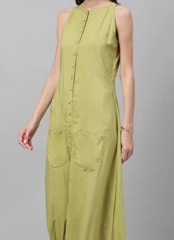 Green Modal Knee Length Dress After Six Wear