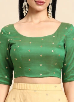 Green Taffeta Blouse Festive Wear -Deals Chic Lehenga Store Green Taffeta Blouse BLBS02303768 rrc4