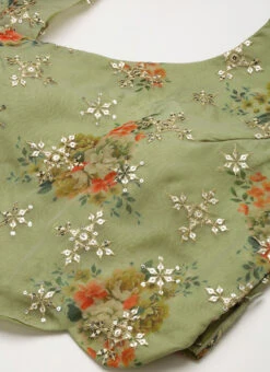 Green Taffeta Digital Print Kali Lehenga Set Wedding Wear -Deals Chic Lehenga Store Green Taffeta Digital Print Kali Lehenga Set GHBS02208486 rrc1