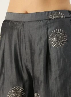 Bottom From Grey Art Silk Foil Print Gharara Set After Six Wear -Deals Chic Lehenga Store Grey Art Silk Foil Print Gharara Set SLBS02301113 rrc2 1