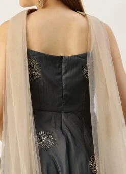 Bottom From Grey Art Silk Foil Print Gharara Set After Six Wear -Deals Chic Lehenga Store Grey Art Silk Foil Print Gharara Set SLBS02301113 rrc3 1