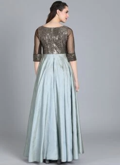 Grey Classic Full Flared Boat Neck Style Gown Festive Wear -Deals Chic Lehenga Store Grey Classic Full Flared Boat Neck Style Gown IWBS01909184RTW b