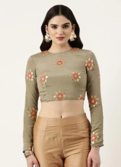 Grey Embroidered Blouse Festive Wear -Deals Chic Lehenga Store Grey Embroidered Blouse BLBS02303767 u