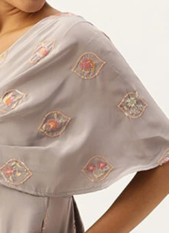 Grey Embroidered French Crepe Jumpsuit Festive Wear 14 Grey Embroidered French Crepe Jumpsuit Festive Wear -Deals Chic Lehenga Store Grey Embroidered French Crepe Jumpsuit DRBS02302300 rrc3