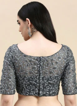 Grey Embroidered Net Blouse Party Wear -Deals Chic Lehenga Store Grey Embroidered Net Blouse BLBS02210833 rrc2