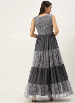 Grey Embroidered Net Tiered Gown Festive Wear 10 Grey Embroidered Net Tiered Gown Festive Wear -Deals Chic Lehenga Store Grey Embroidered Net Tiered Gown IWBS02108661 b