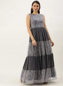 Grey Embroidered Net Tiered Gown Festive Wear 9 Grey Embroidered Net Tiered Gown Festive Wear -Deals Chic Lehenga Store Grey Embroidered Net Tiered Gown IWBS02108661 u