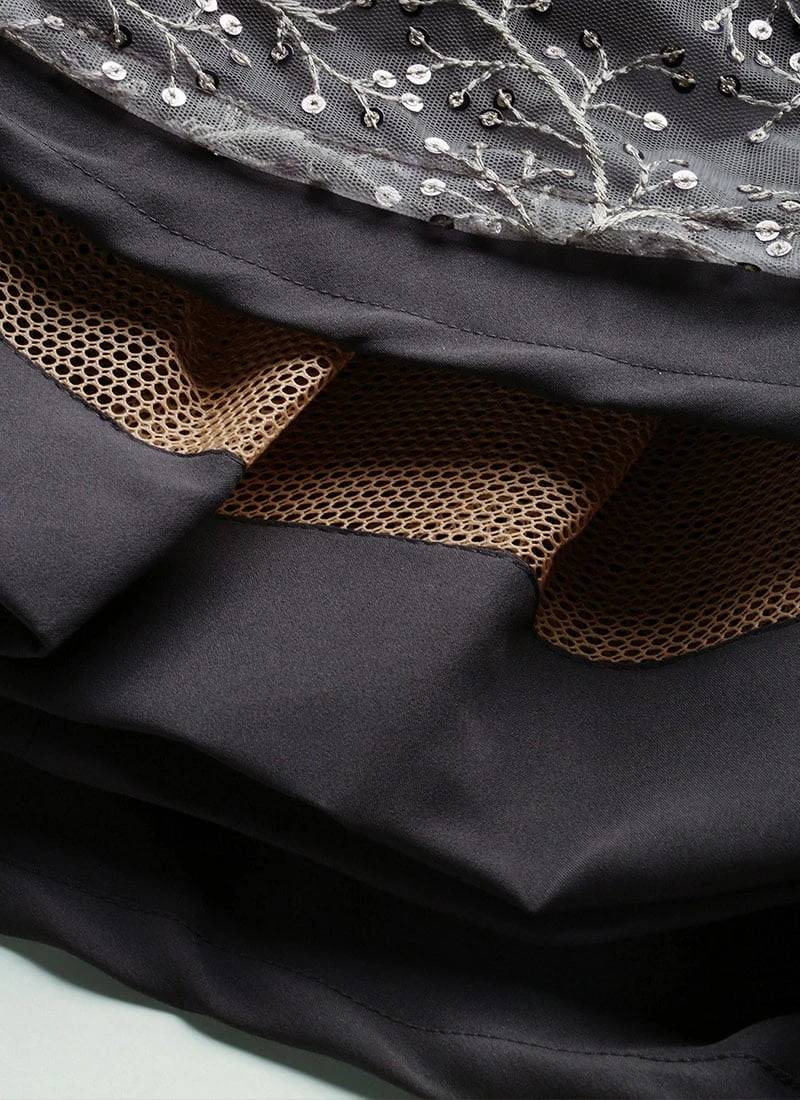 Grey Embroidered Net Tiered Gown Festive Wear 7 Grey Embroidered Net Tiered Gown Festive Wear - Image 7